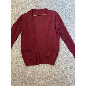 Women’s Red Open Front Cardigan Sweater Size Medium